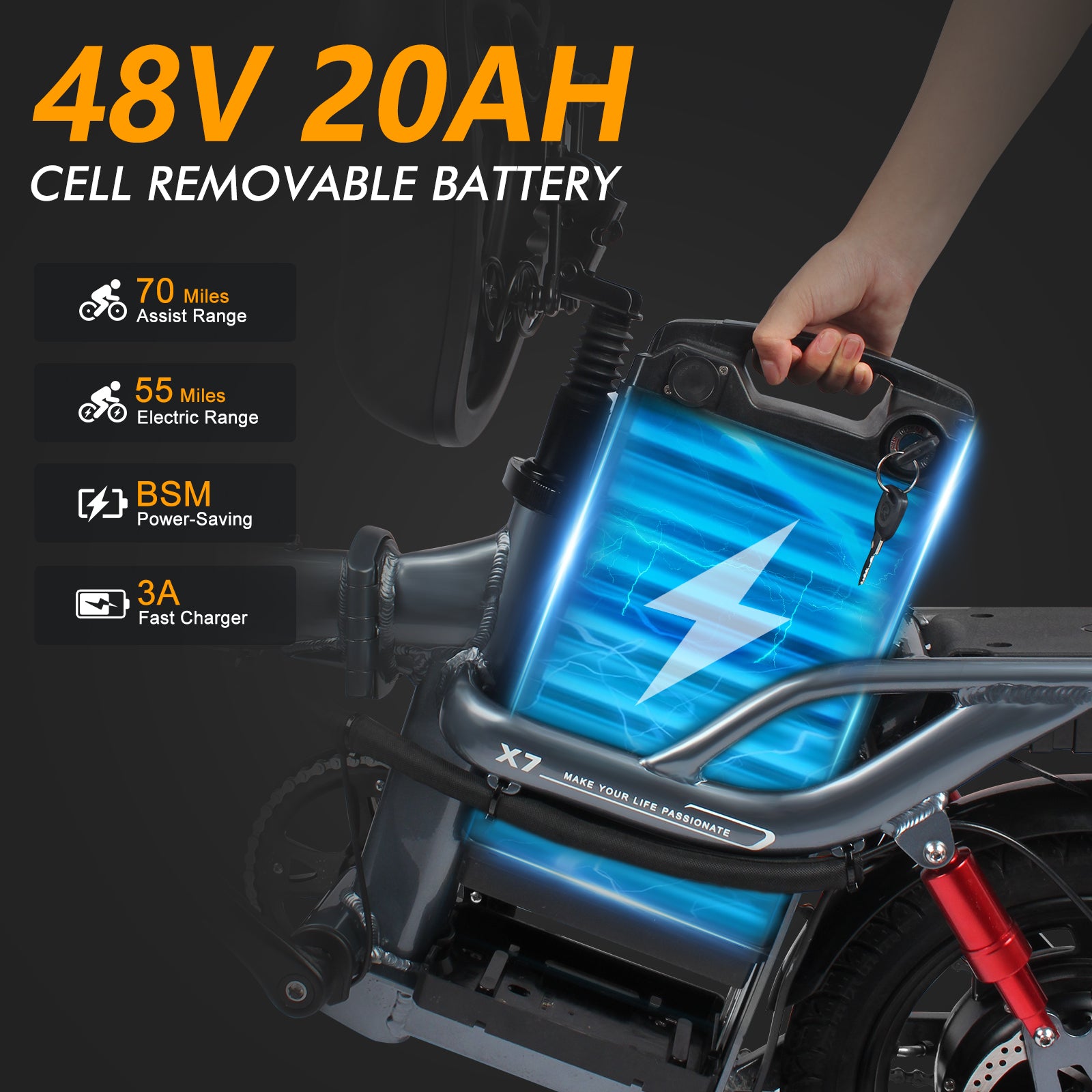 Upgrade 20Ah lithium battery for New version X7