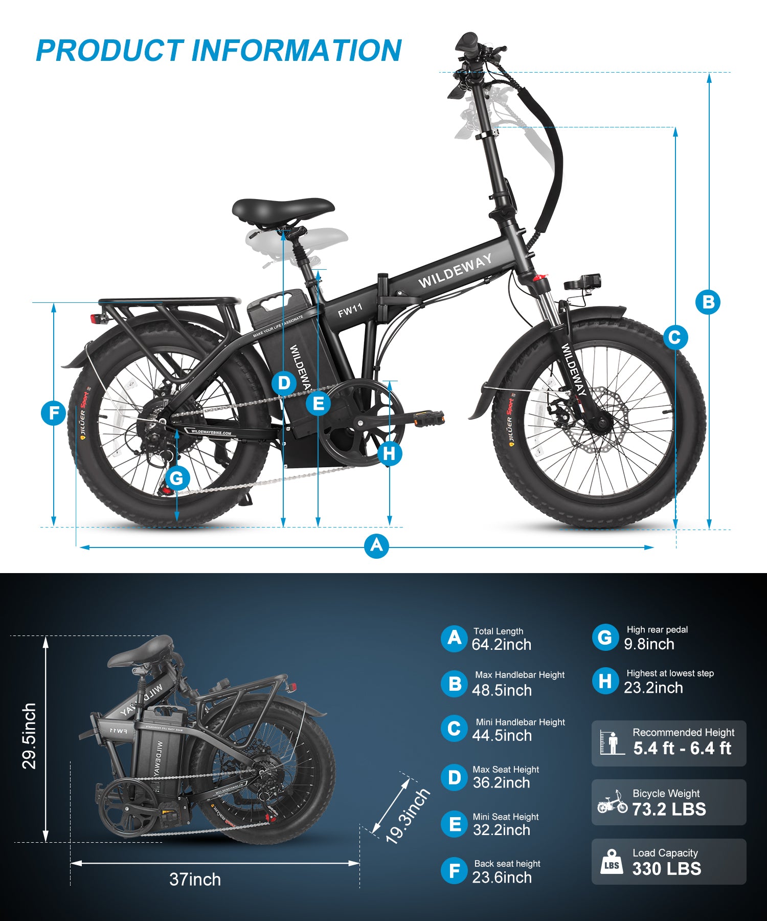 Wildeway FW11 3.0 foldable electric bicycle details